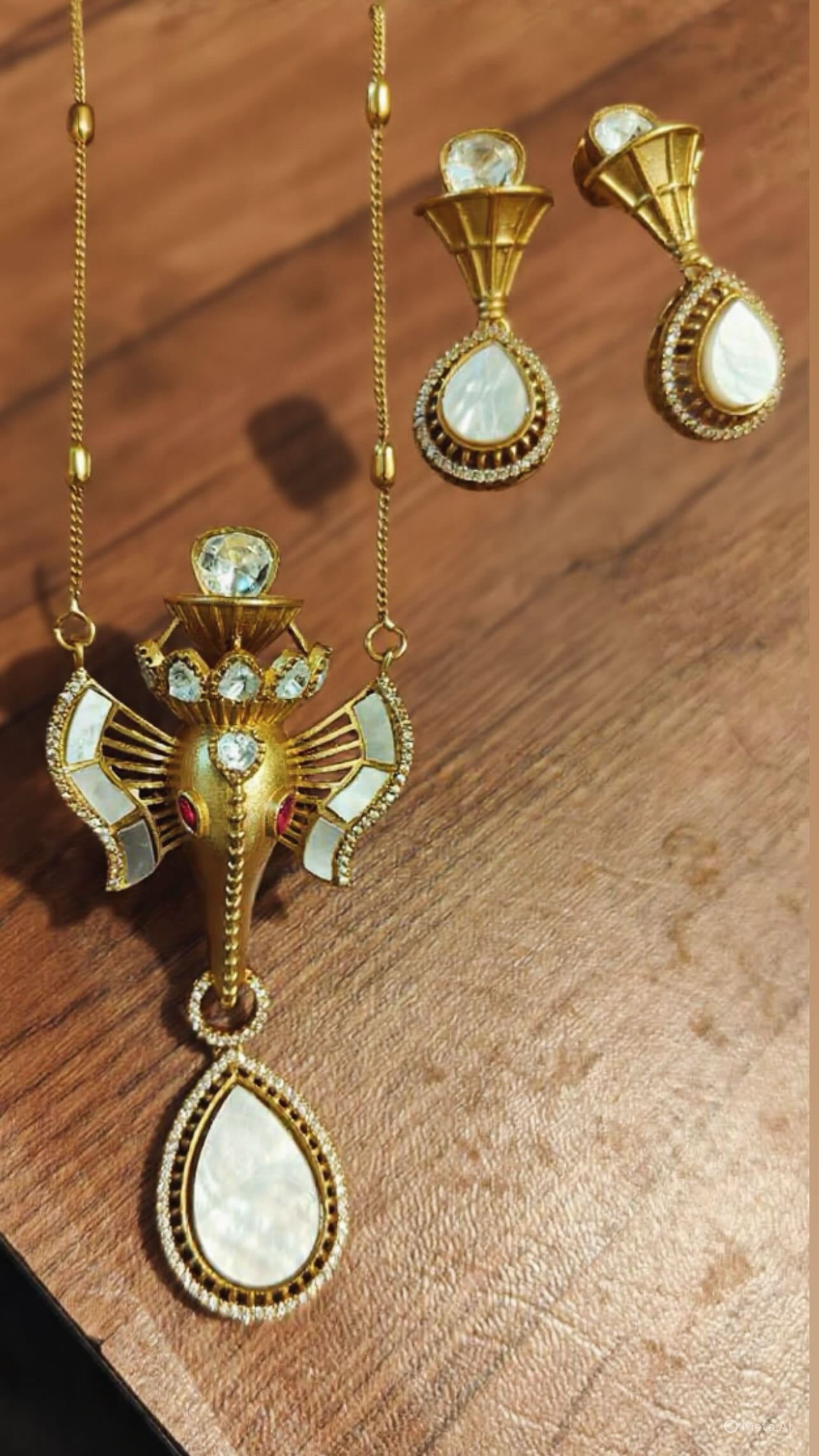 Ganesha pendant pachi kundan set