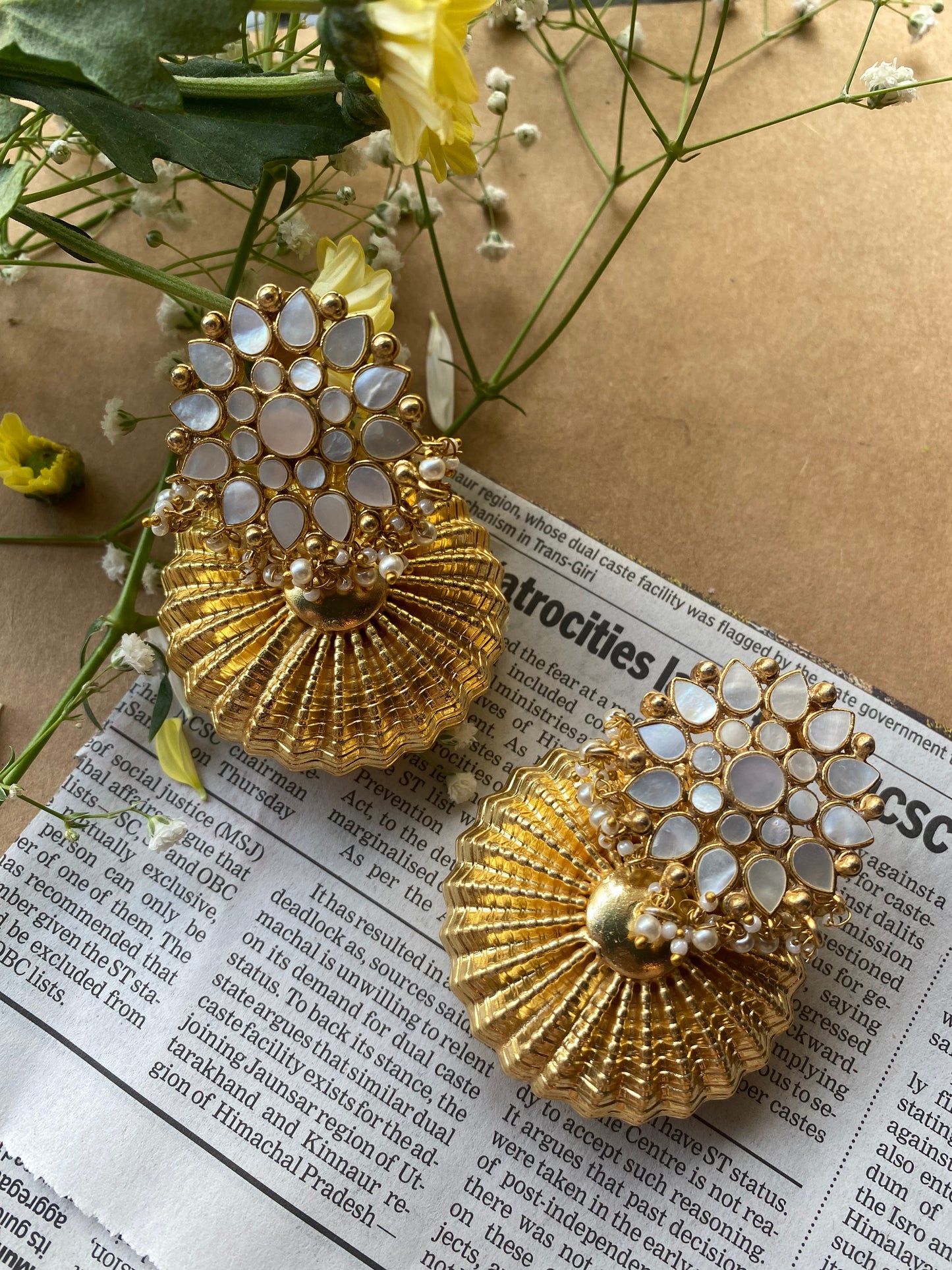 Golden Dumru Dangler Earrings