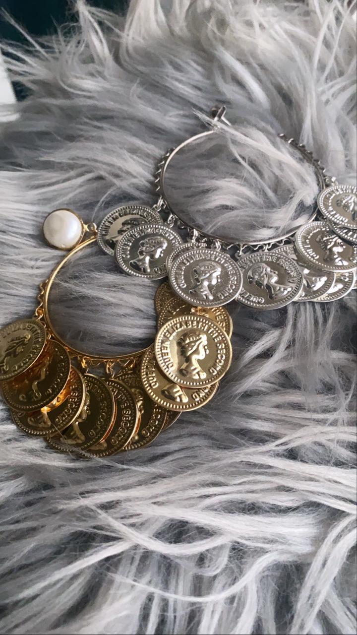 Coin Bali Hoop Earrings