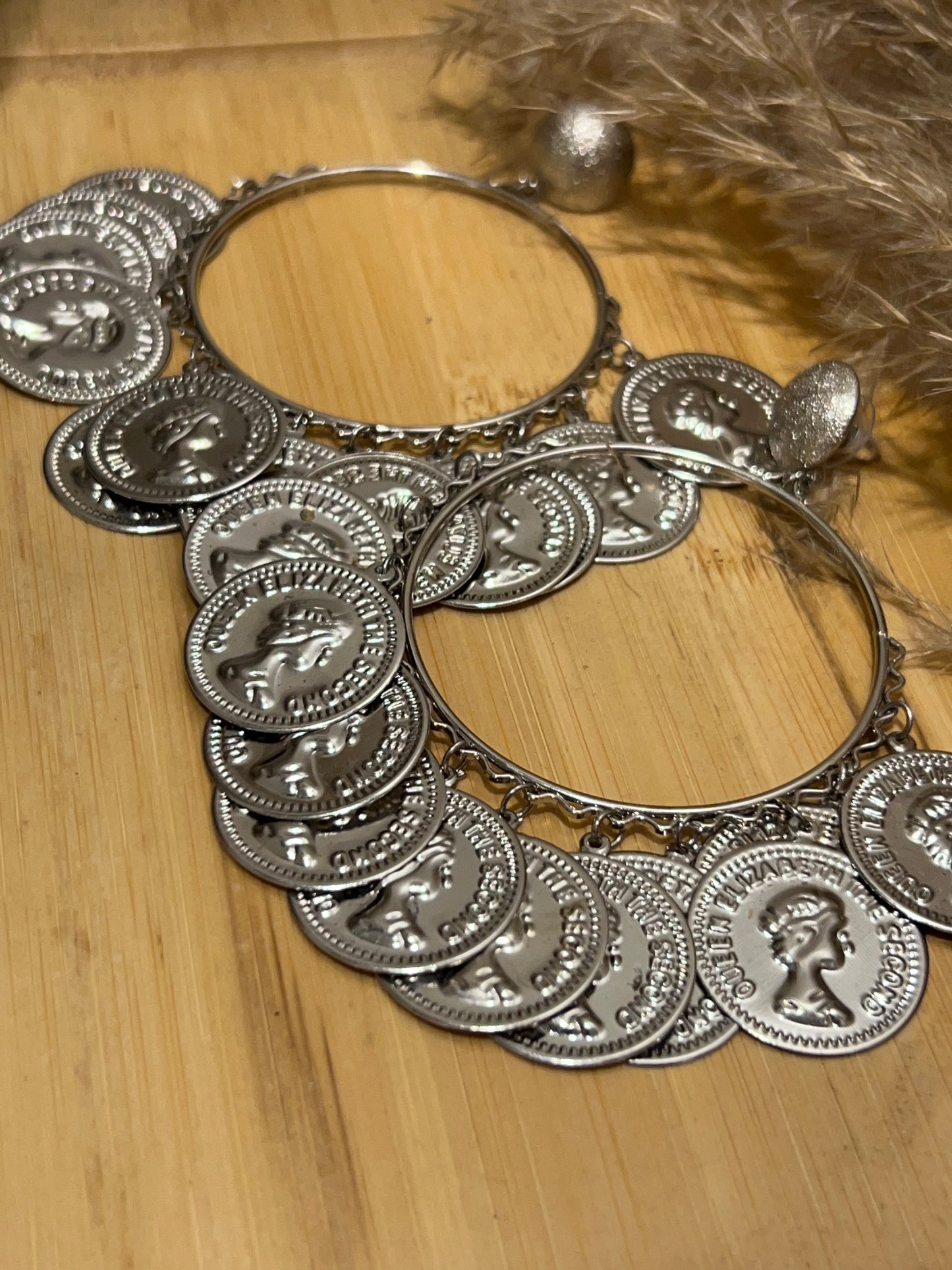 Coin Bali Hoop Earrings