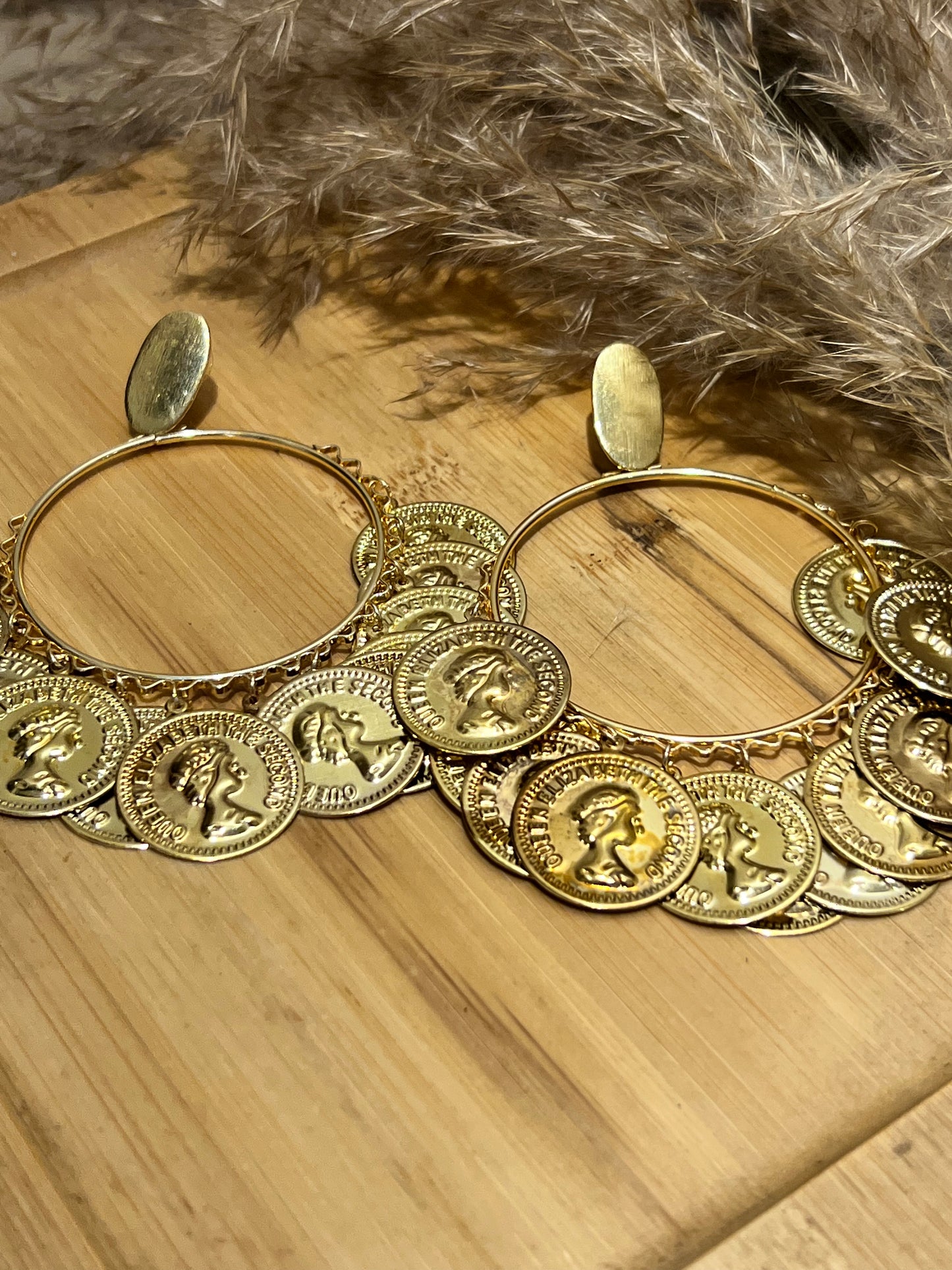 Coin Bali Hoop Earrings